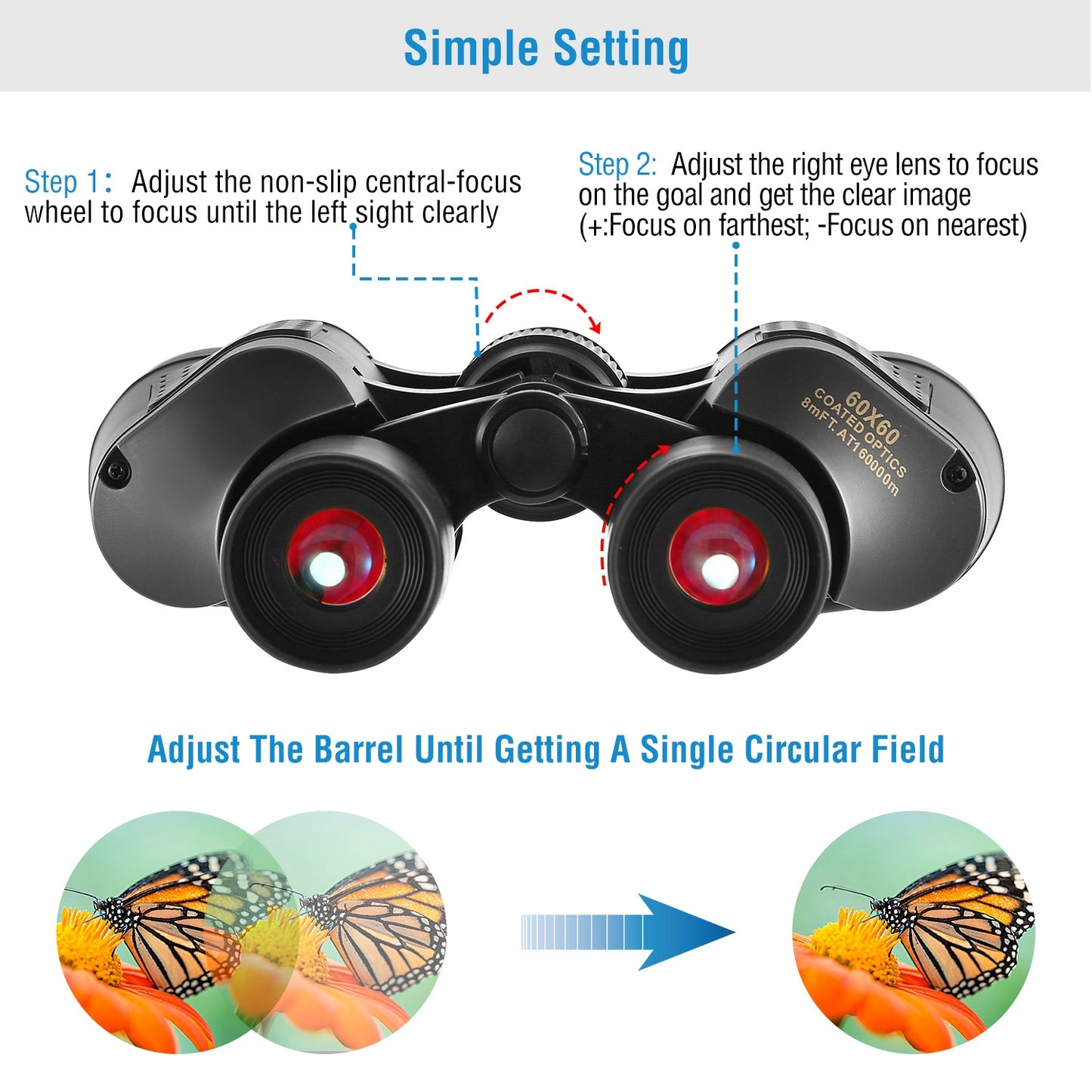 Portable HD Binoculars with FMC Lens Low Light Night Vision Telescope