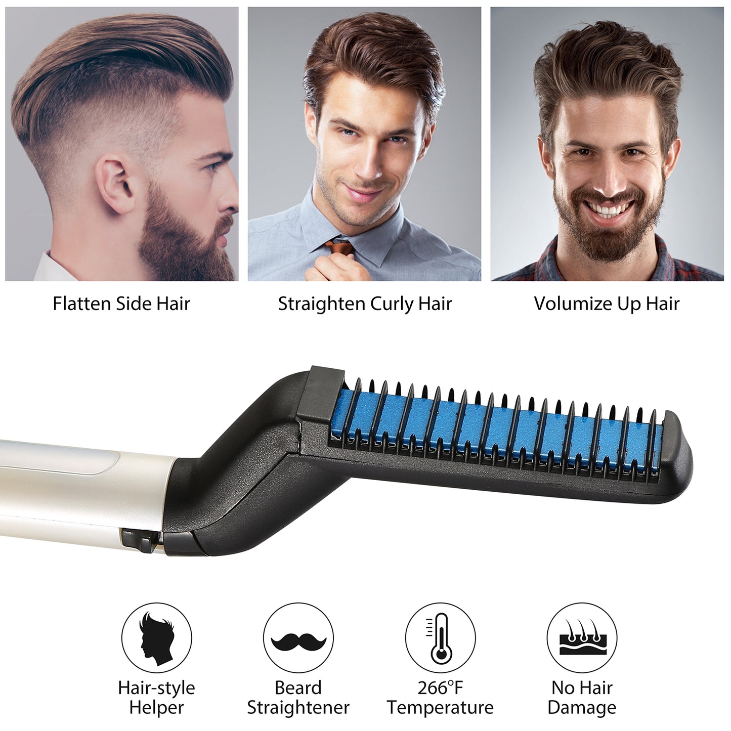 Beard Hair Straightener Quick Straightening Heat Comb for Men Electric Hair Styling Comb