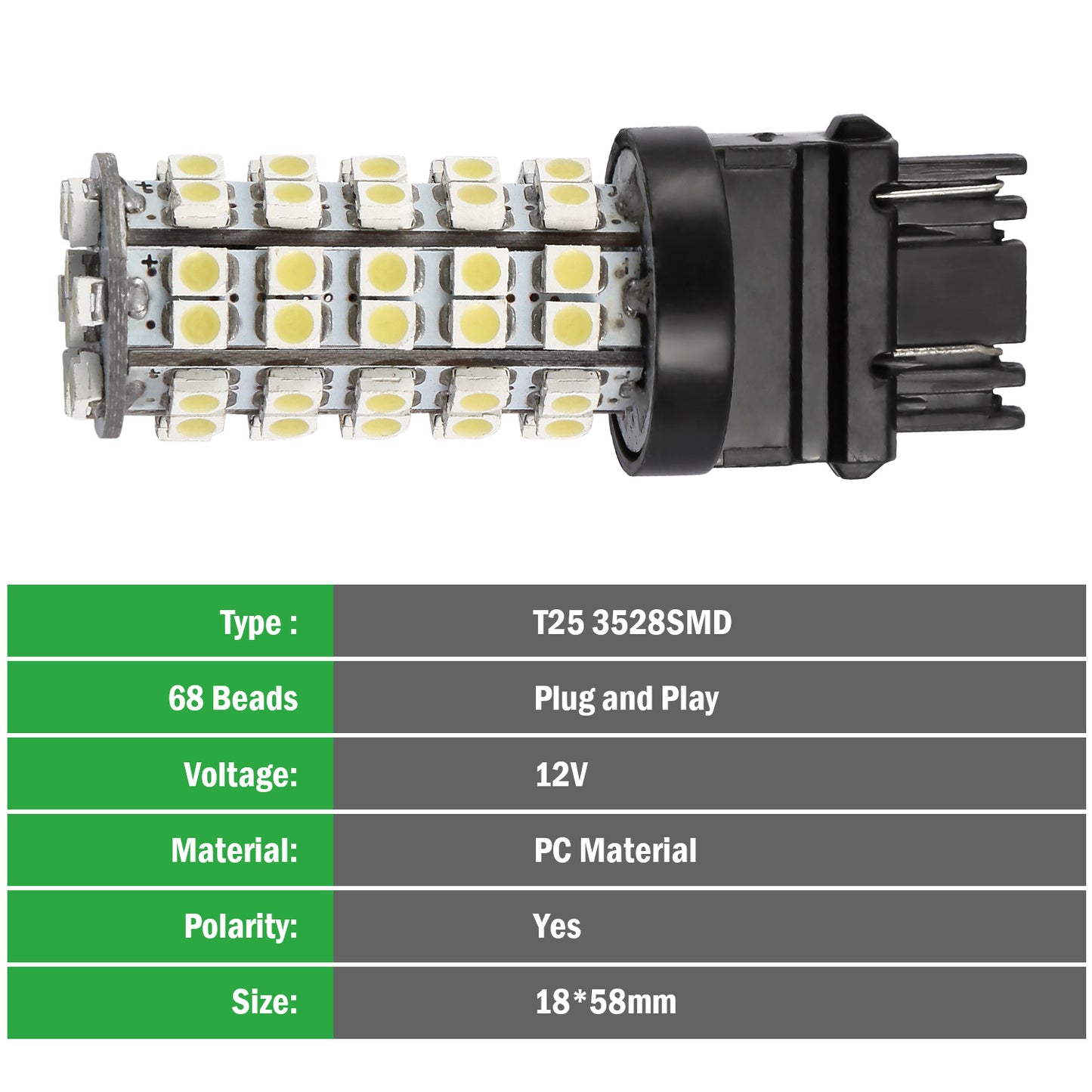 10Pcs/Kit LED Car Light Bulbs 760lm T25 3528SMD 6000K Pure White Auto Lamps