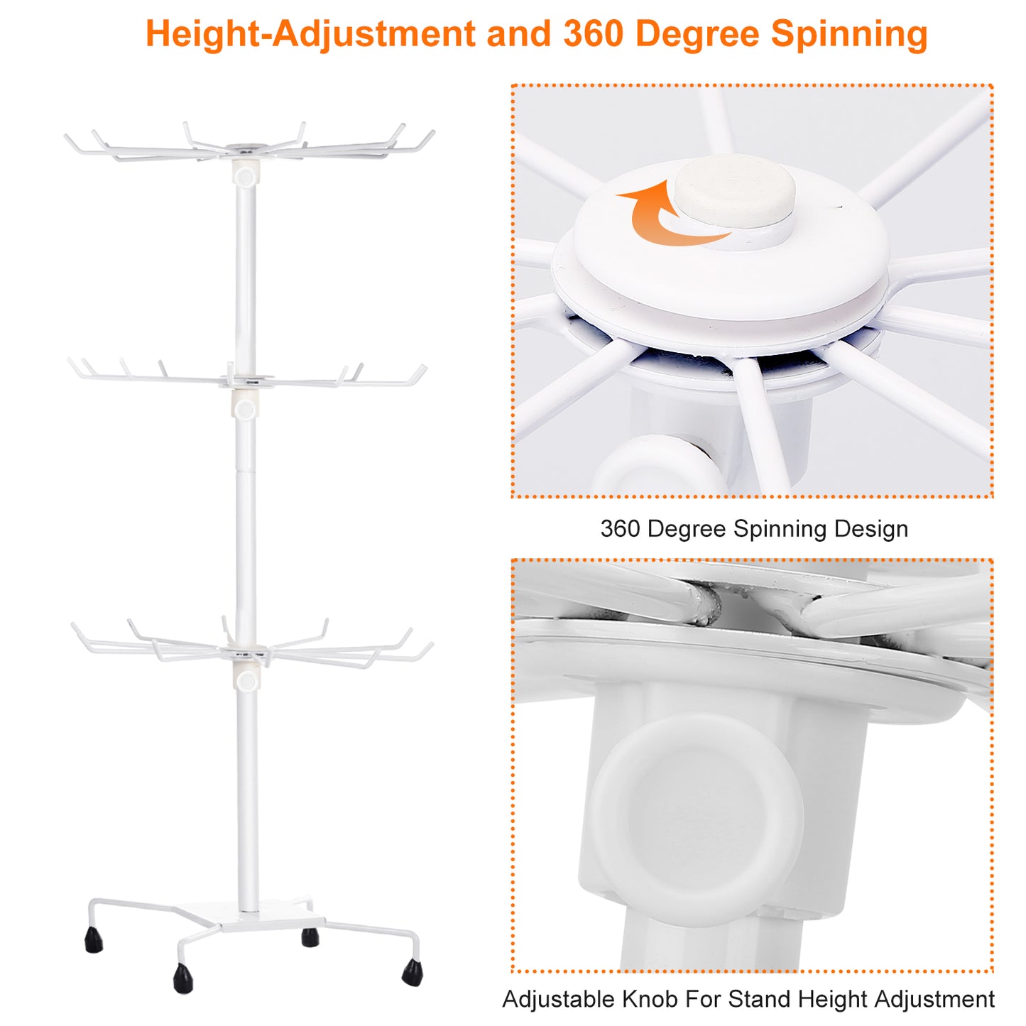 3-Tier Metal Jewelry Rack 30-Hook Necklaces Bracelets Display Stand