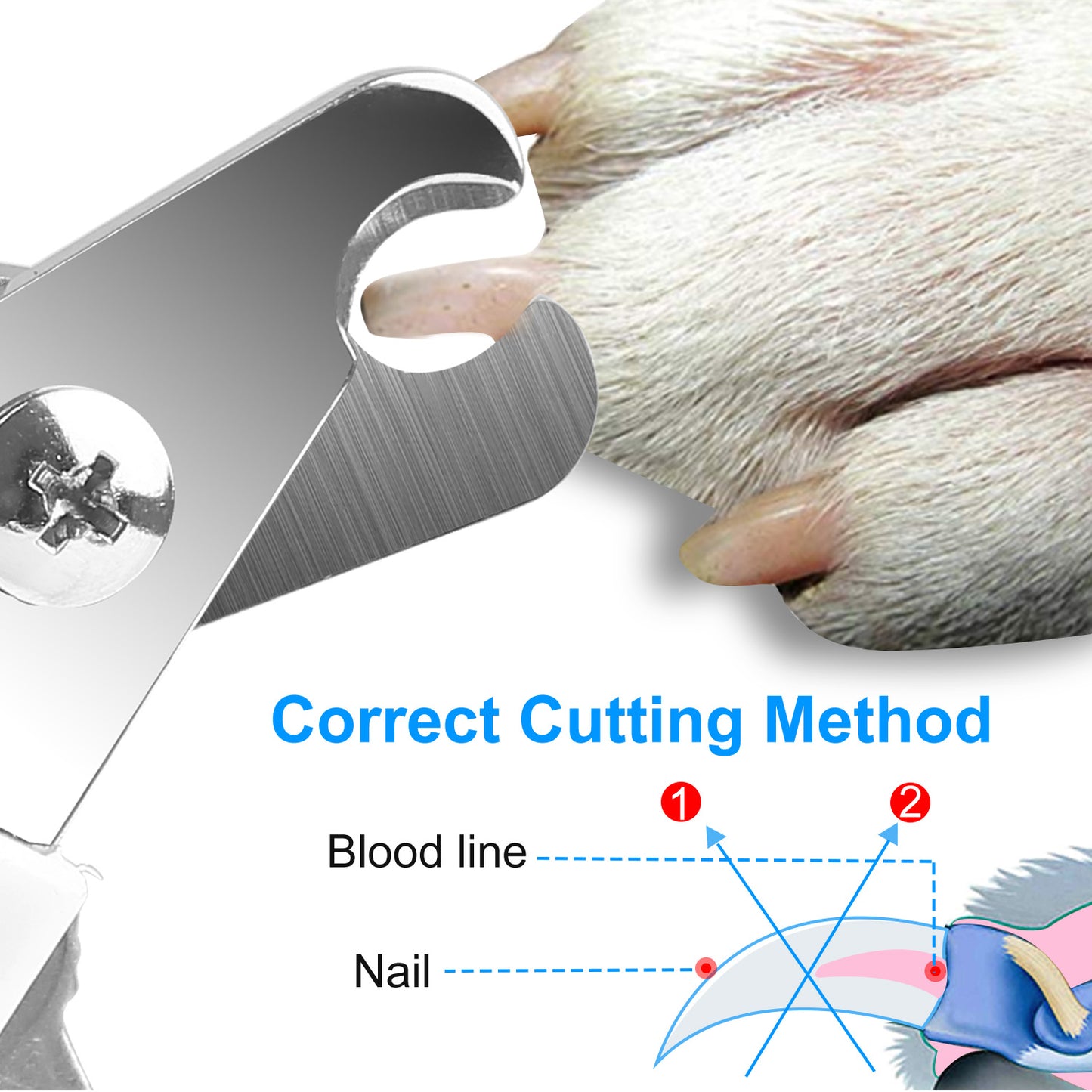 Dog Nail Clippers Pet Cat Nail Toe Trimmer Stainless Steel Grooming Tool
