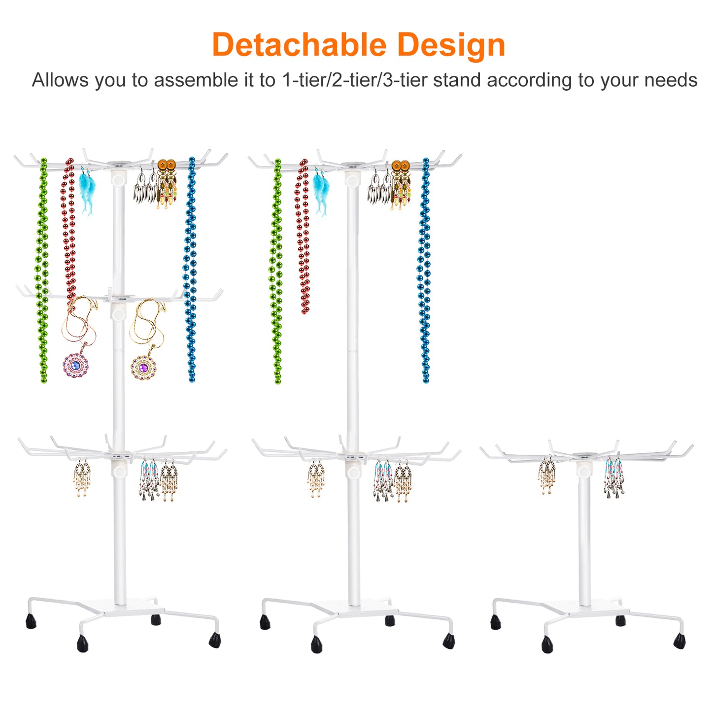 3-Tier Metal Jewelry Rack 30-Hook Necklaces Bracelets Display Stand