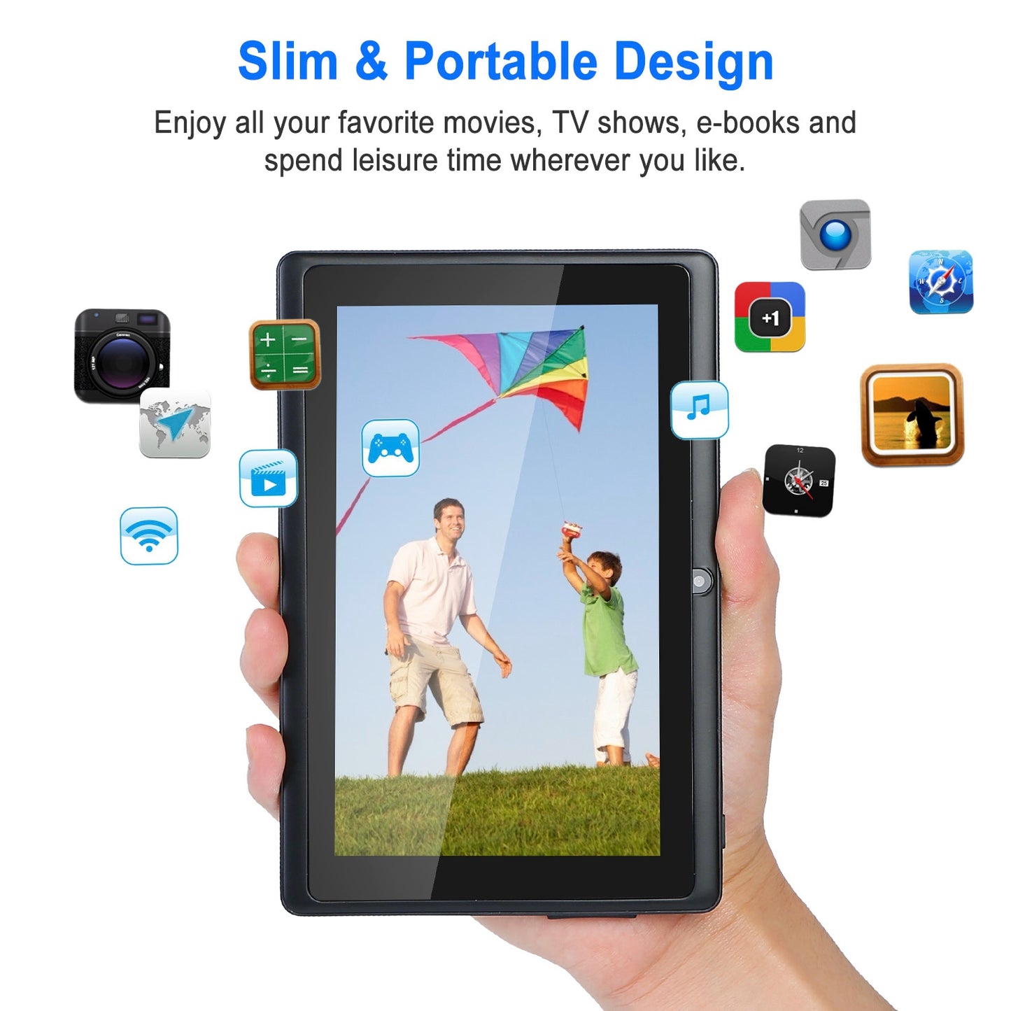 7" Touch Screen Wi-Fi Android Tablet PC w/ Quad-Core Processor Dual Camera 2GB RAM 16GB Storage