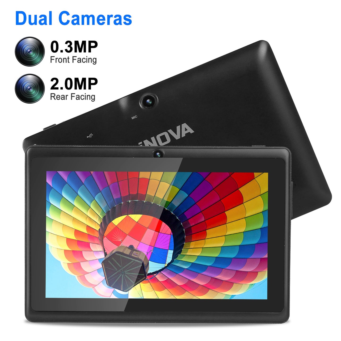 7" Touch Screen Wi-Fi Android Tablet PC w/ Quad-Core Processor Dual Camera 2GB RAM 16GB Storage