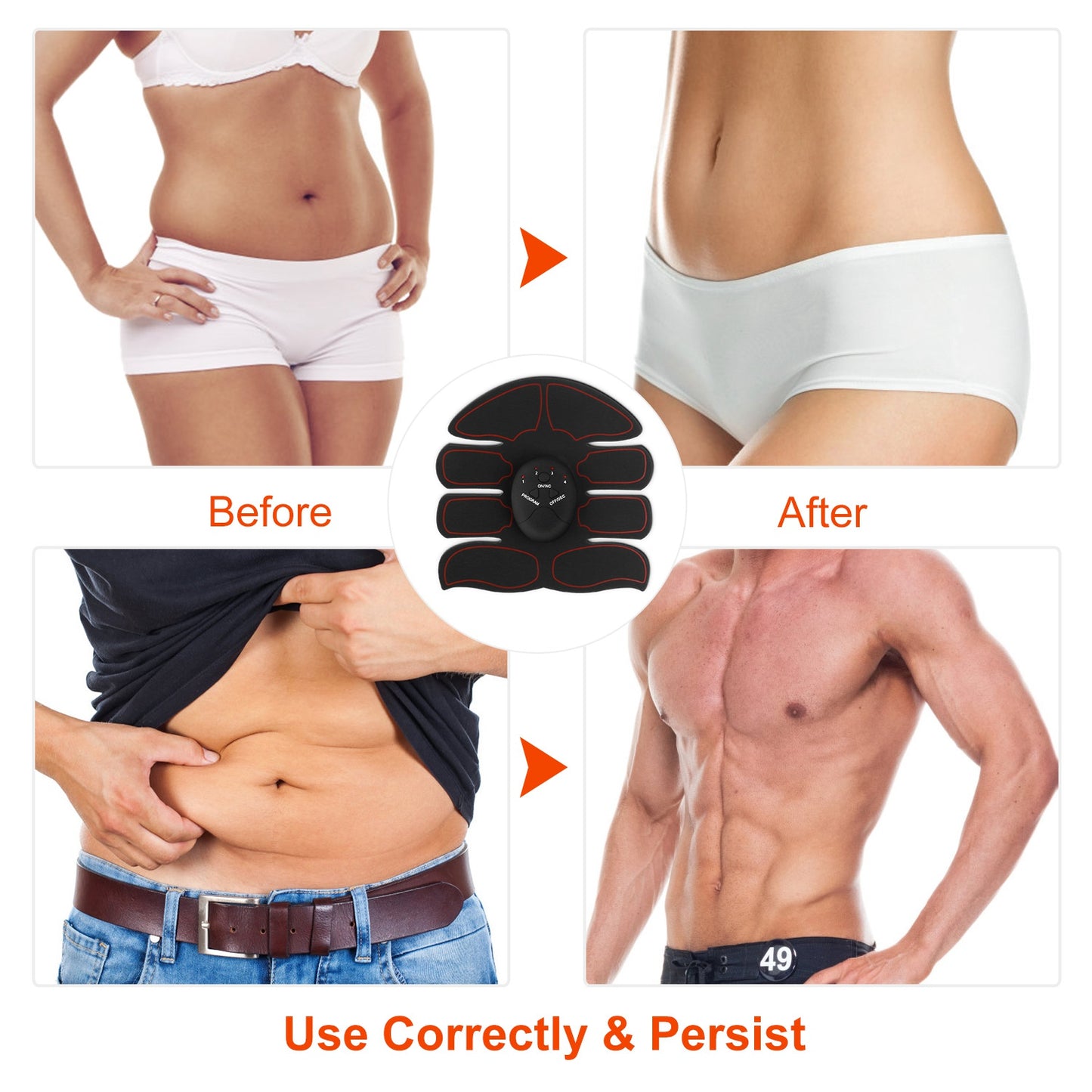 ABS Stimulator Muscle Toner EMS Abdominal Toning Belts Body Fitness Trainer