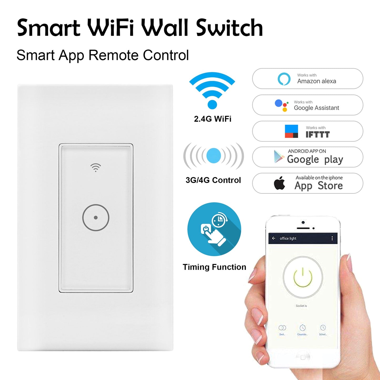 Smart WiFi Light Switch Touch In Wall Remote Controller