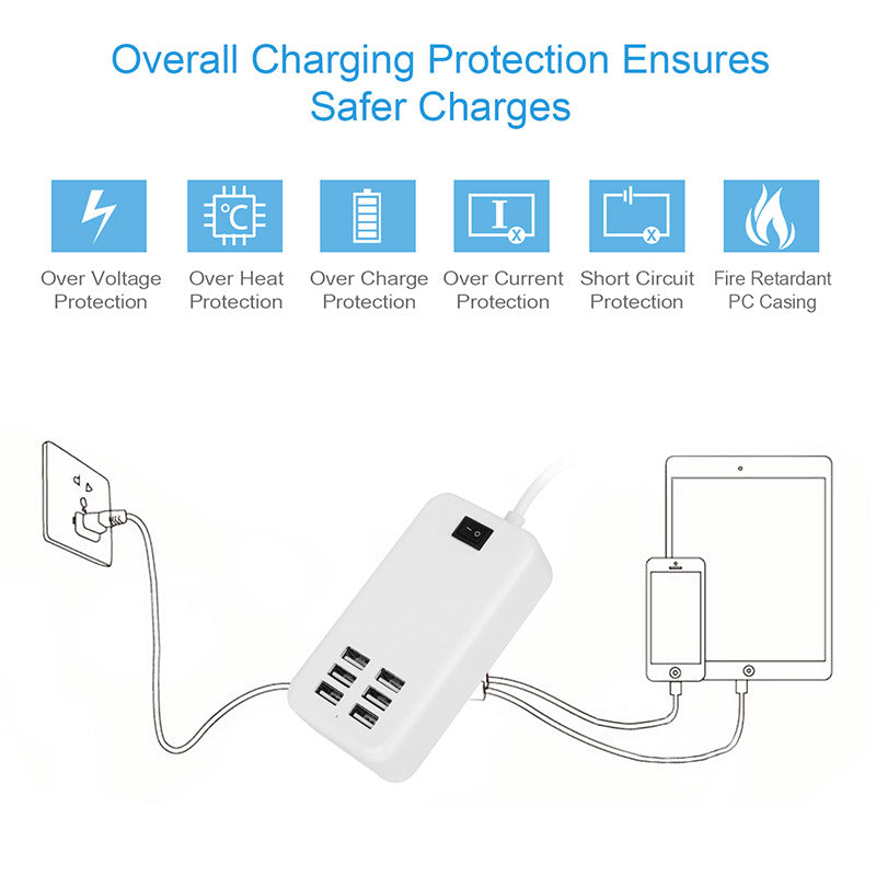 Multiport 6-USB US AC Wall Charger