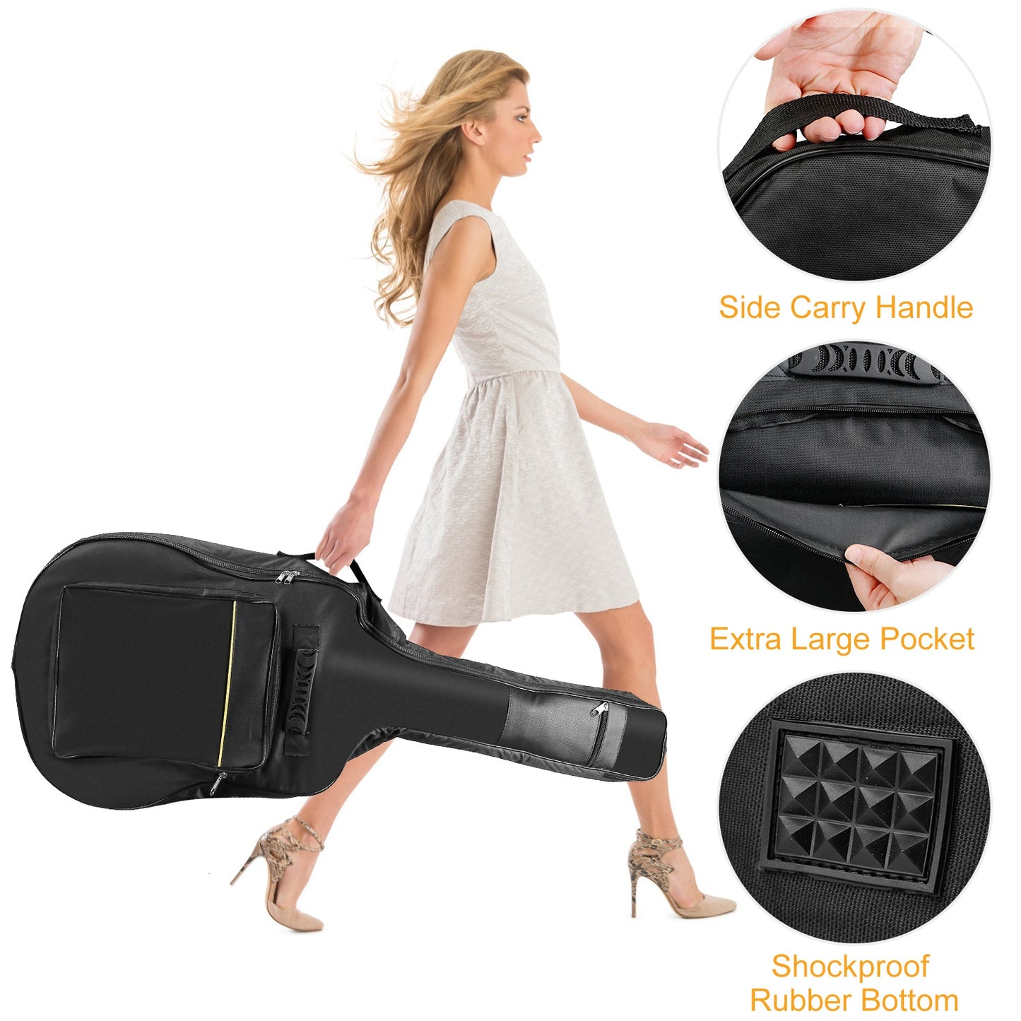 41in Guitar Backpack Adjustable Shoulder Strap Water-resistant Guitar Carry Bag