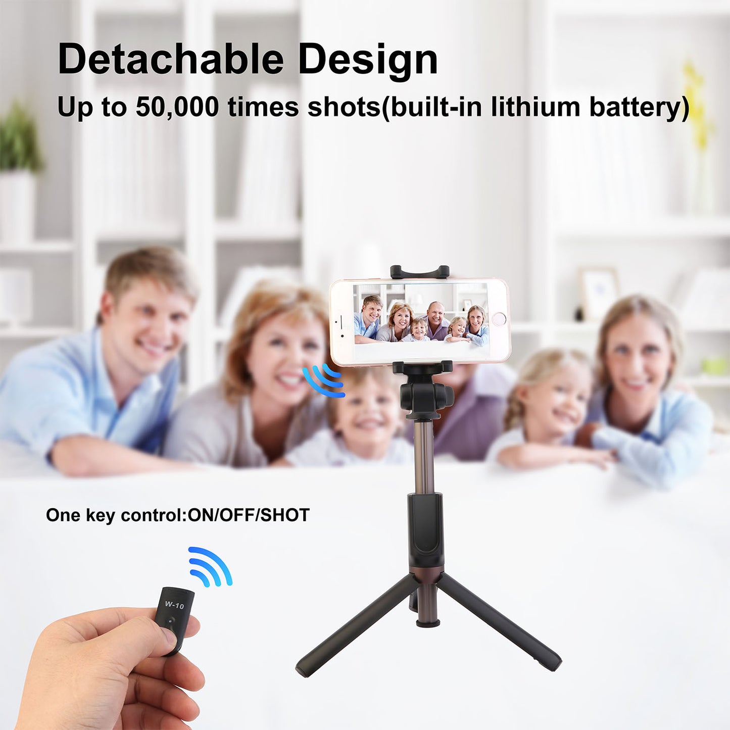 Wireless Selfie Stick Extendable Phone Camera Stick Tripod