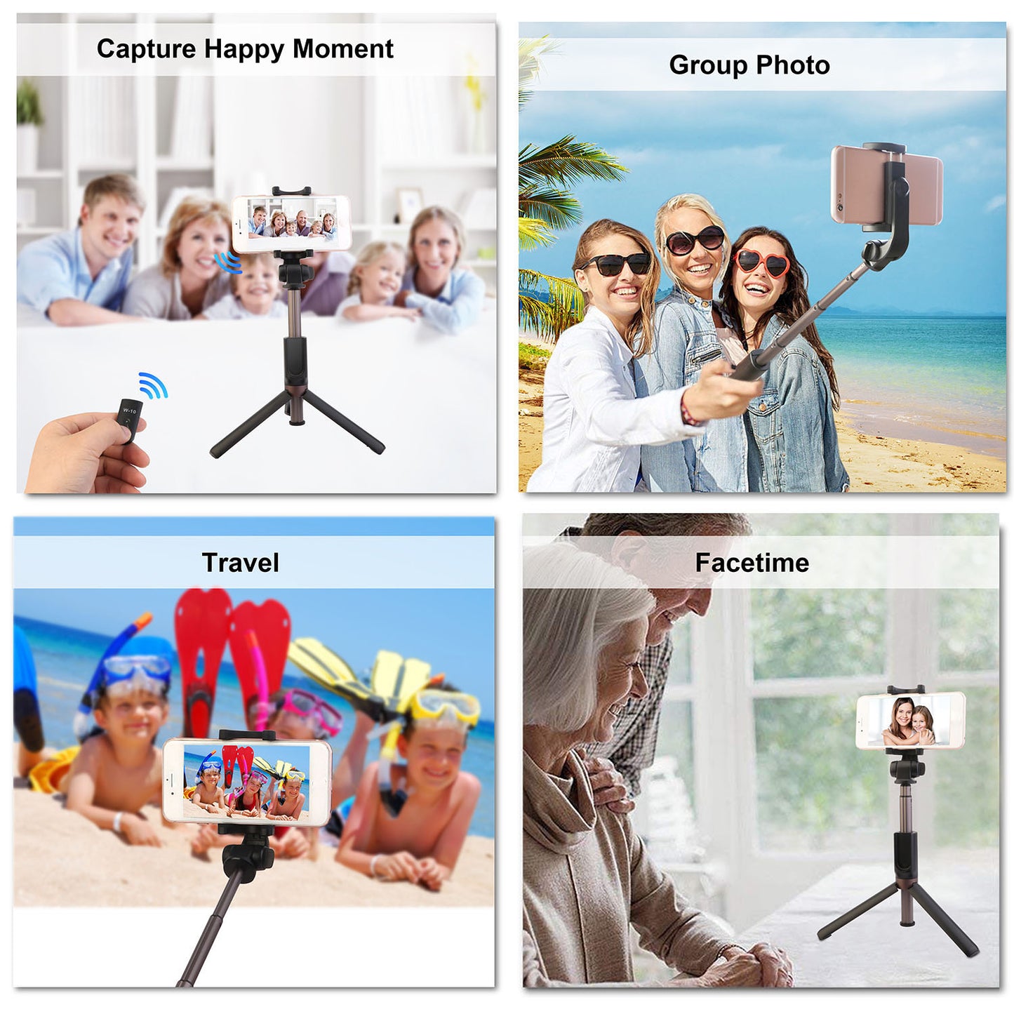 Wireless Selfie Stick Extendable Phone Camera Stick Tripod