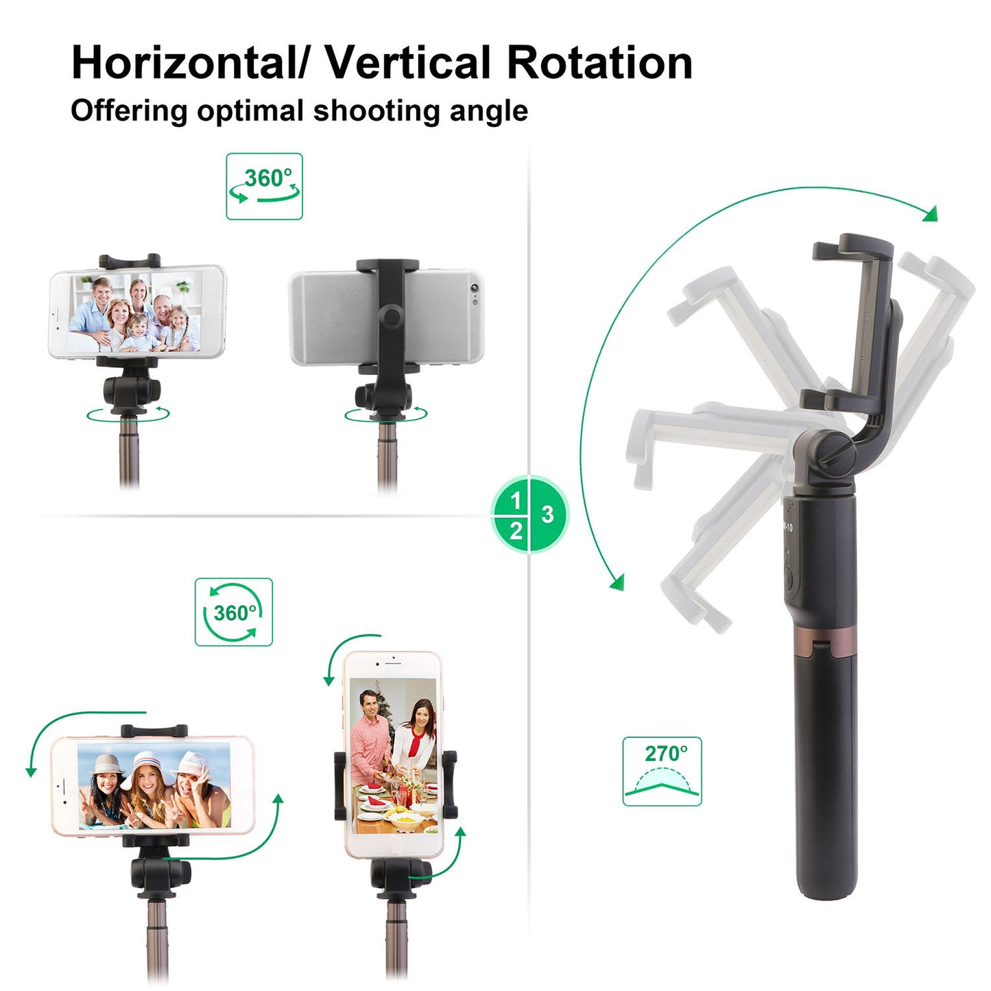 Wireless Selfie Stick Extendable Phone Camera Stick Tripod