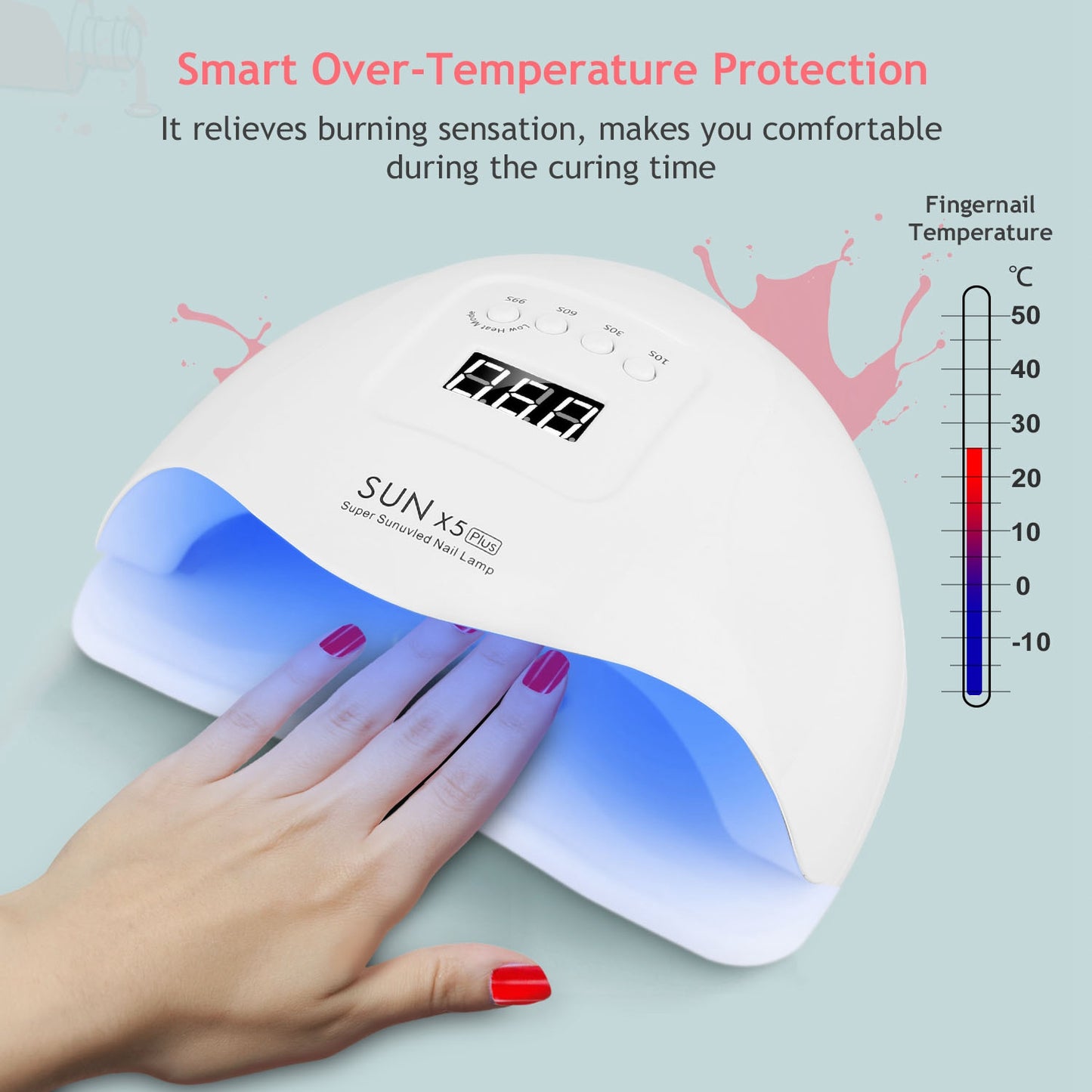 80W UV LED Nail Lamp Gel Polish Nail Dryer 36LEDs Fingernail Toenail Gel Curing Machine PIR Sensor Timer Display for Home Nail Salon