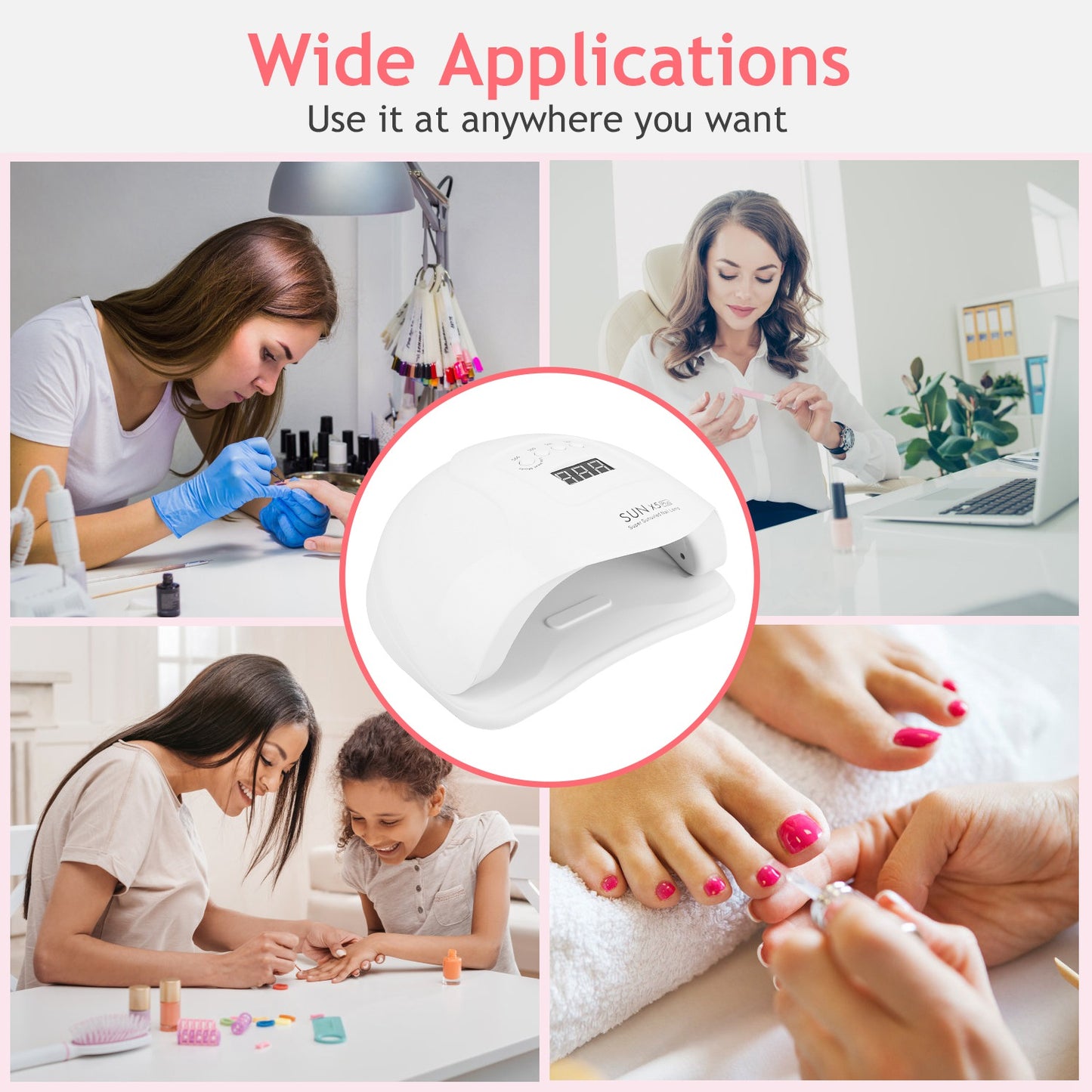 80W UV LED Nail Lamp Gel Polish Nail Dryer 36LEDs Fingernail Toenail Gel Curing Machine PIR Sensor Timer Display for Home Nail Salon