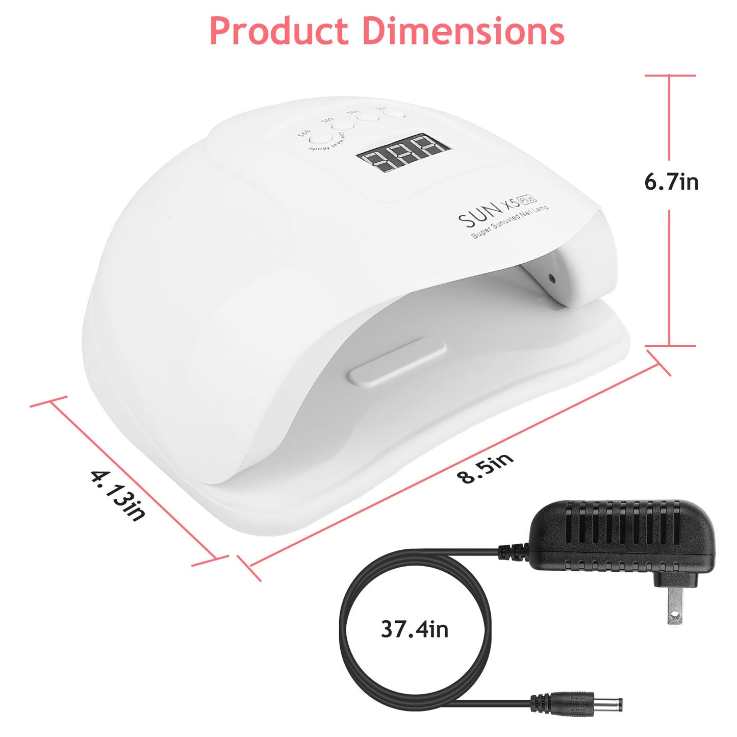 80W UV LED Nail Lamp Gel Polish Nail Dryer 36LEDs Fingernail Toenail Gel Curing Machine PIR Sensor Timer Display for Home Nail Salon