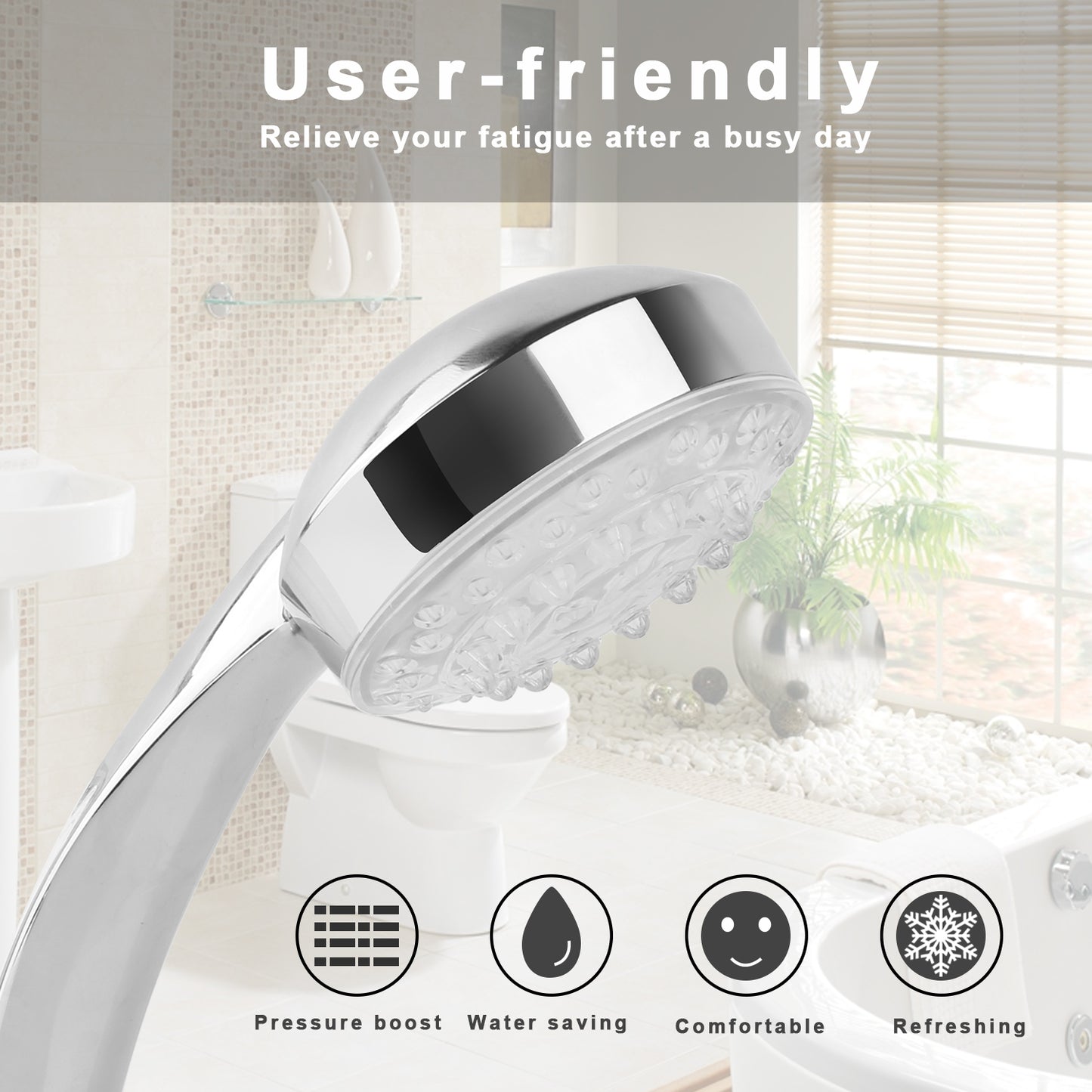 LED Shower Head Handheld Color-Changing Automatically Hydropower without Batteries