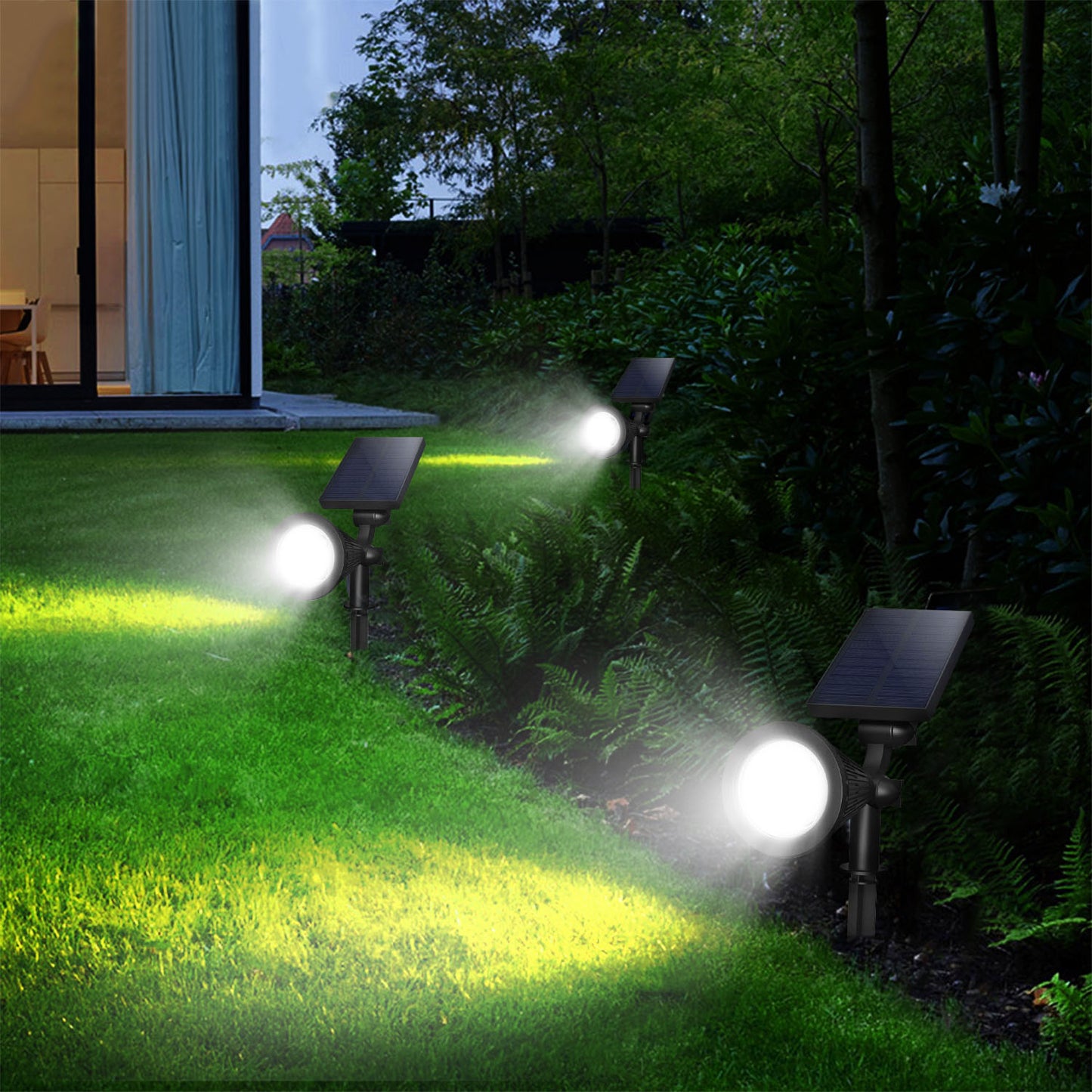2Pcs Solar Spotlight Outdoor Dusk To Dawn Light Wall Path Lawn Garden Lamp