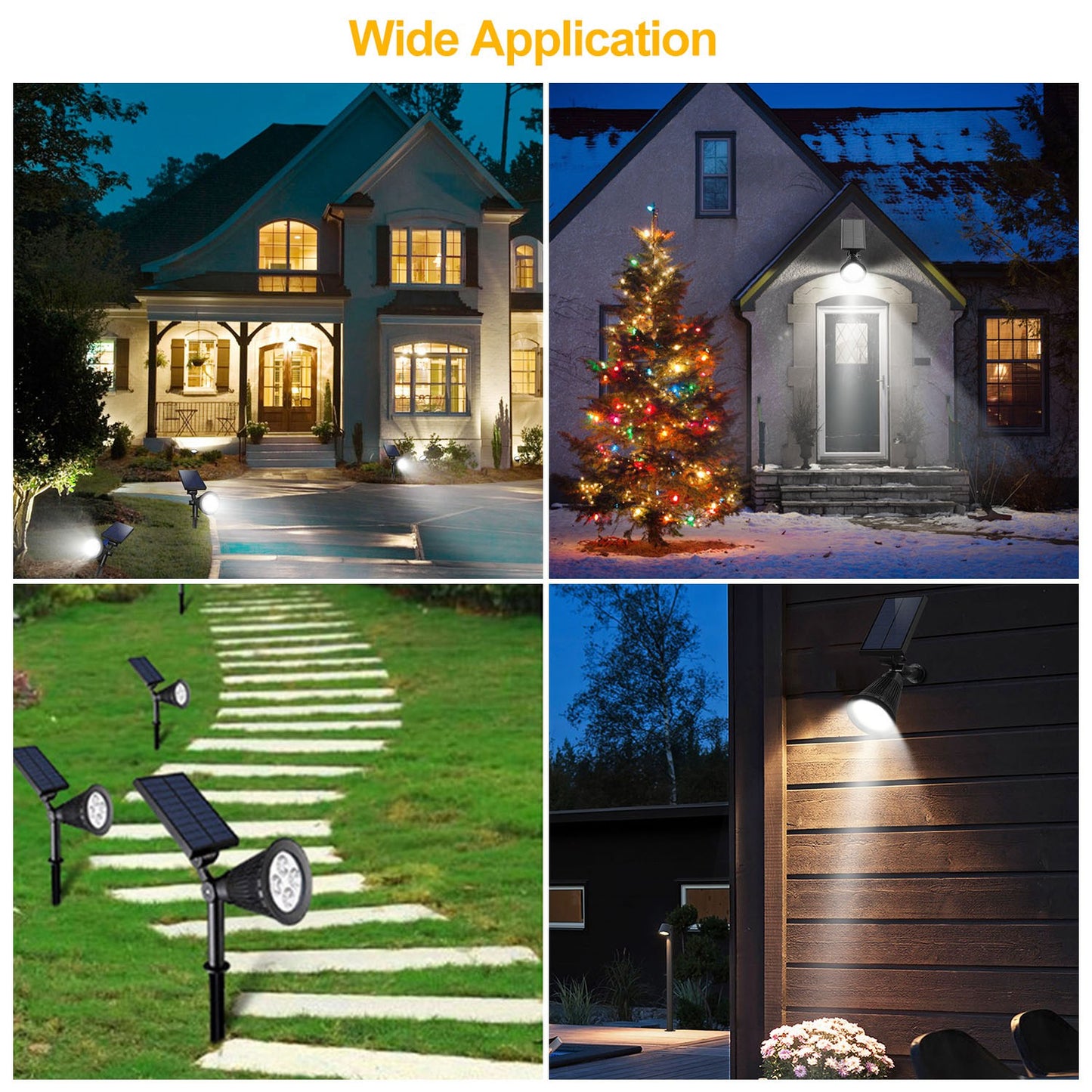 2Pcs Solar Spotlight Outdoor Dusk To Dawn Light Wall Path Lawn Garden Lamp
