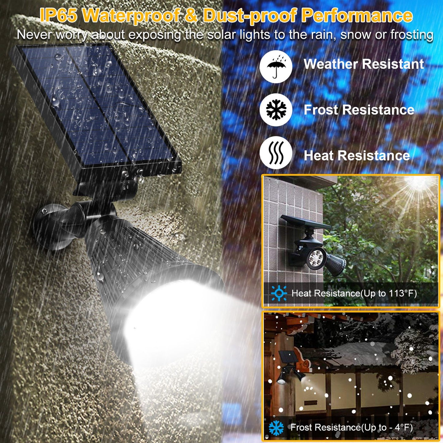 2Pcs Solar Spotlight Outdoor Dusk To Dawn Light Wall Path Lawn Garden Lamp
