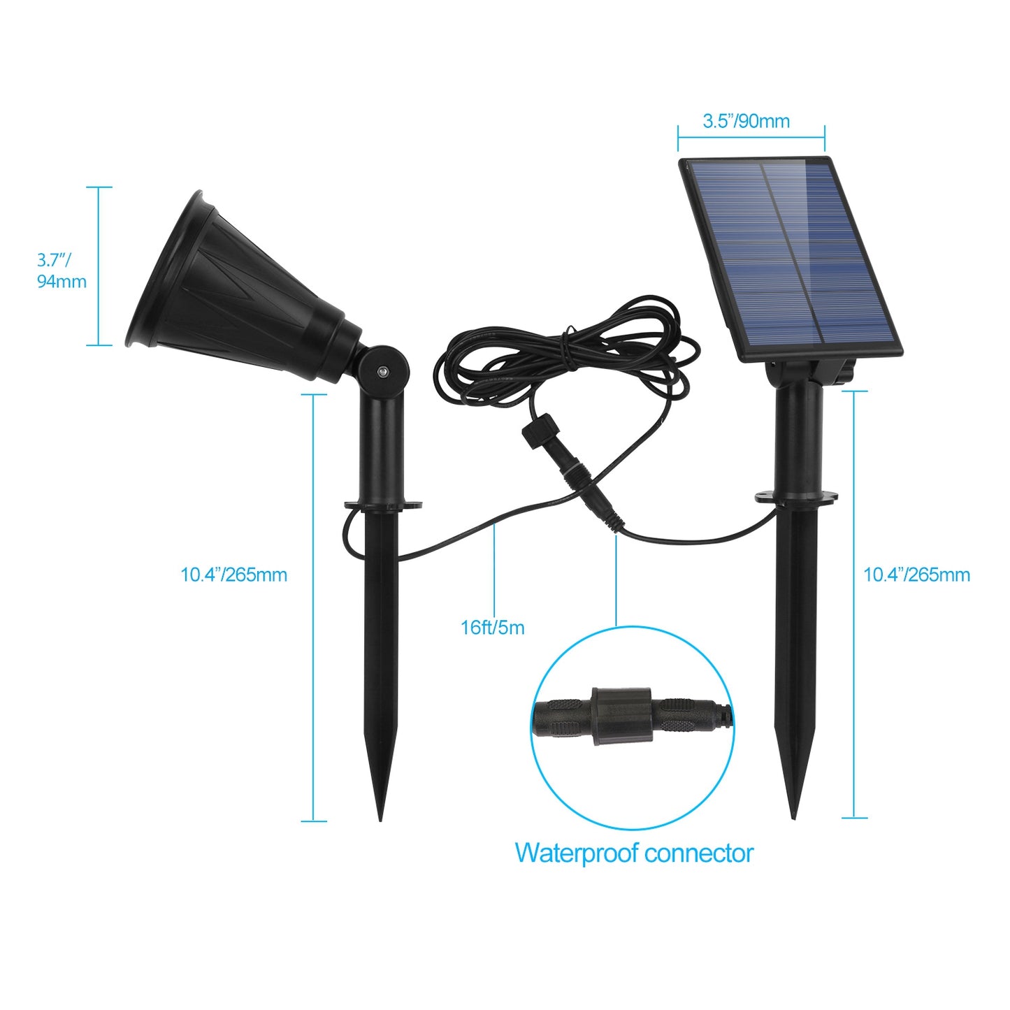 Solar Powered Spotlight Outdoor Dusk To Dawn Light Wall Path Lawn Garden Lamp