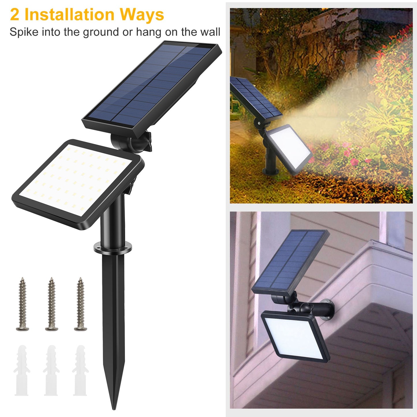 48 LEDs Solar Spotlight Outdoor Light Sensor Wall Lawn Garden Lamp
