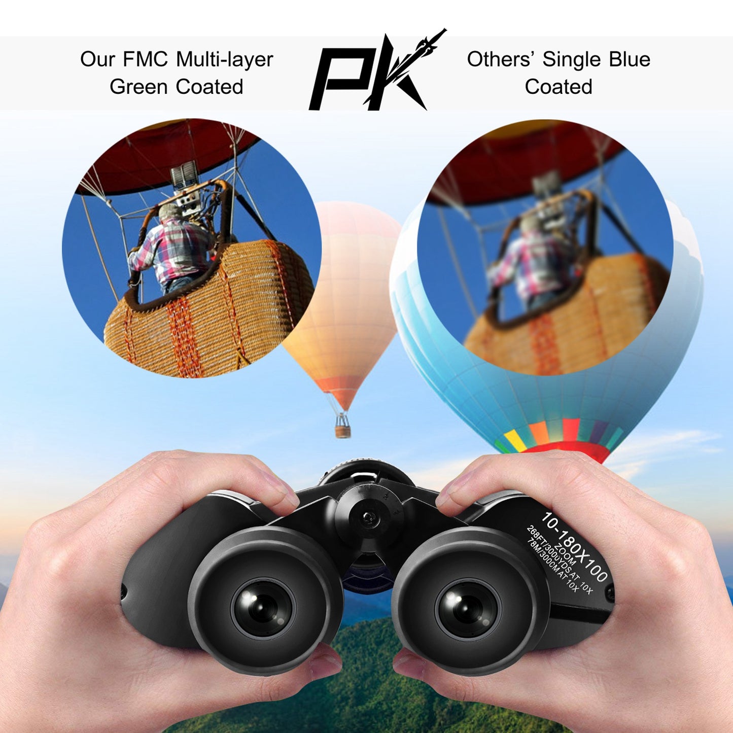 Portable Zoom Binoculars with FMC Lens Low Light Night Vision