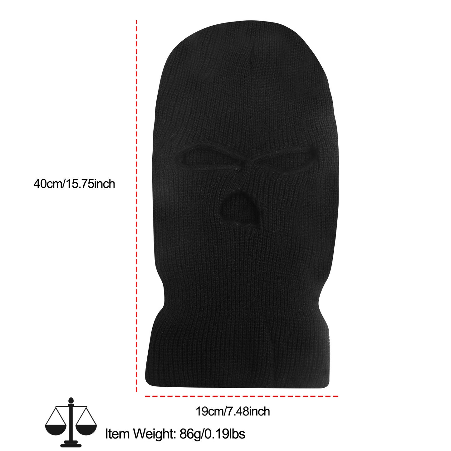 Balaclava Face Mask 3-Hole Knitted Windproof Ski Mask Full Face Cover Winter Mask