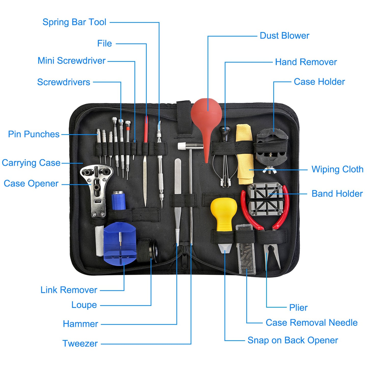 21 PCS Watch Repair Tool Kit Hand Link Remover Watch Band Holder Case