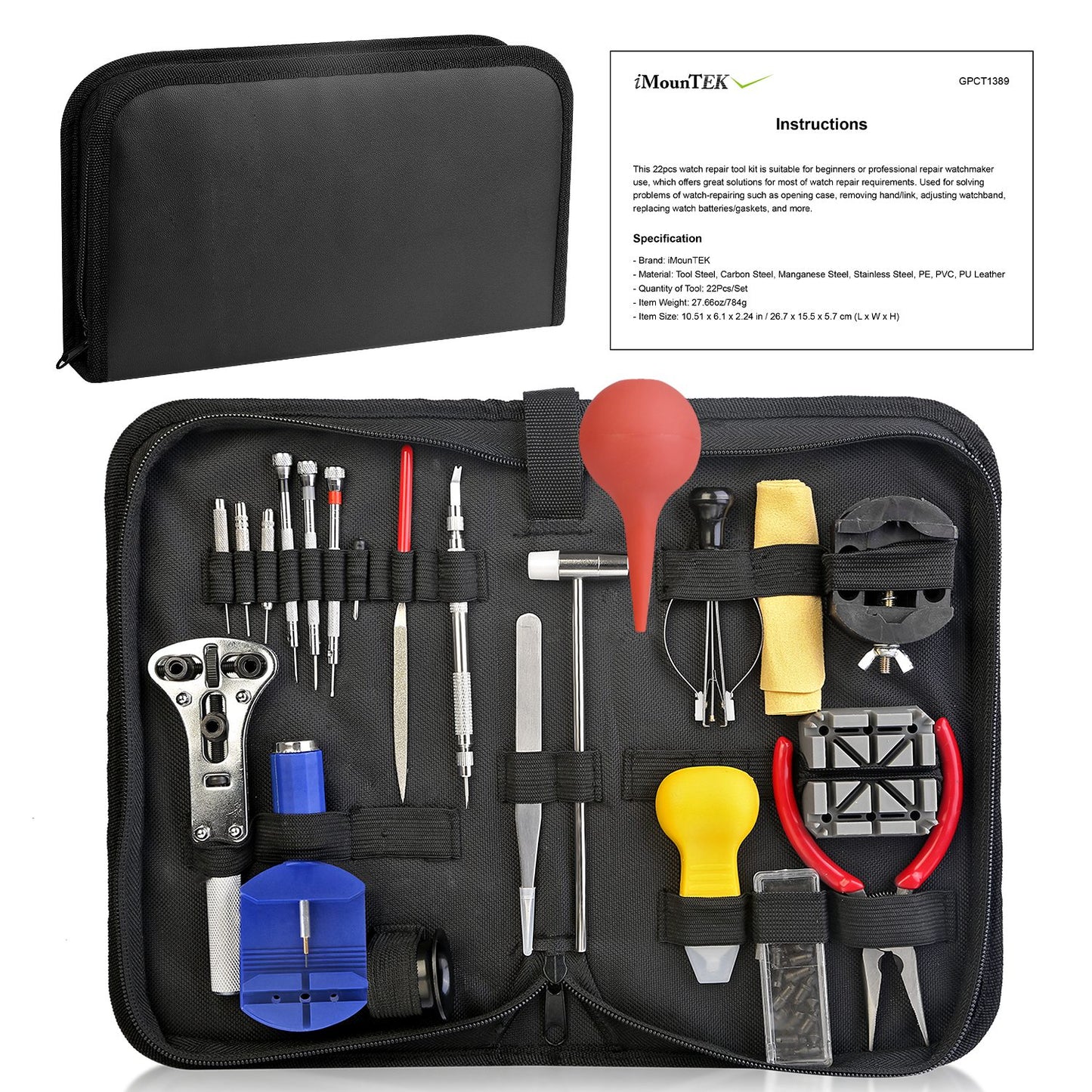 21 PCS Watch Repair Tool Kit Hand Link Remover Watch Band Holder Case