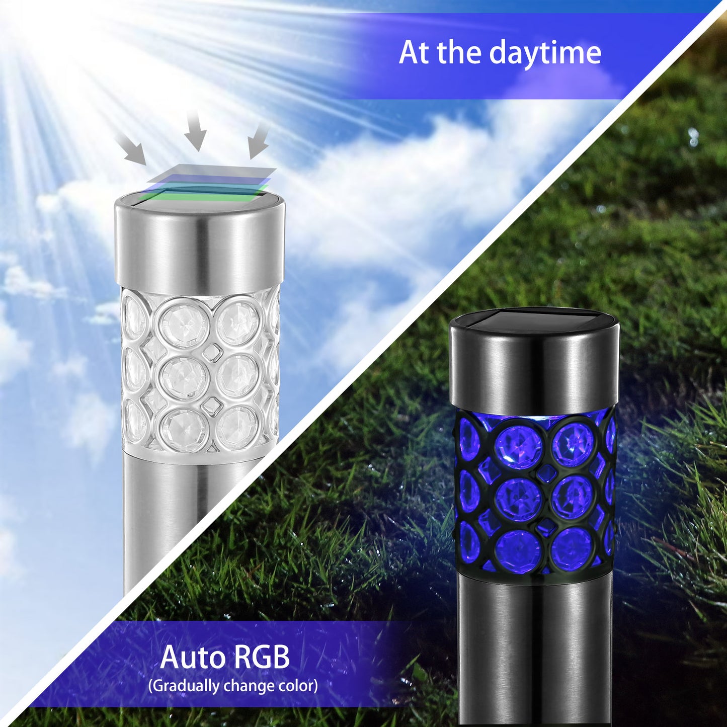 6 Pack Outdoor Solar Light IP44 Waterproof RGB Garden Lamp