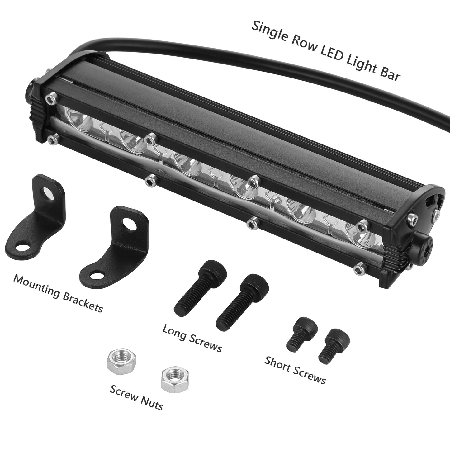 7in LED Light Bar Single Row Offroad Spot Lights 18W Ultra Slim Straight Work Light