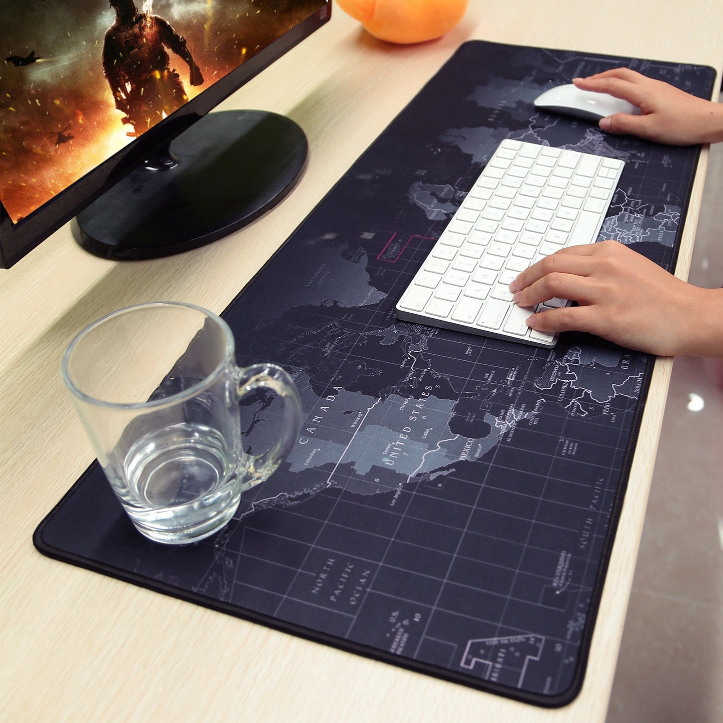 Large Gaming Mouse Pad Non-Slip Rubber Base Mousepad Durable Stitched Edges
