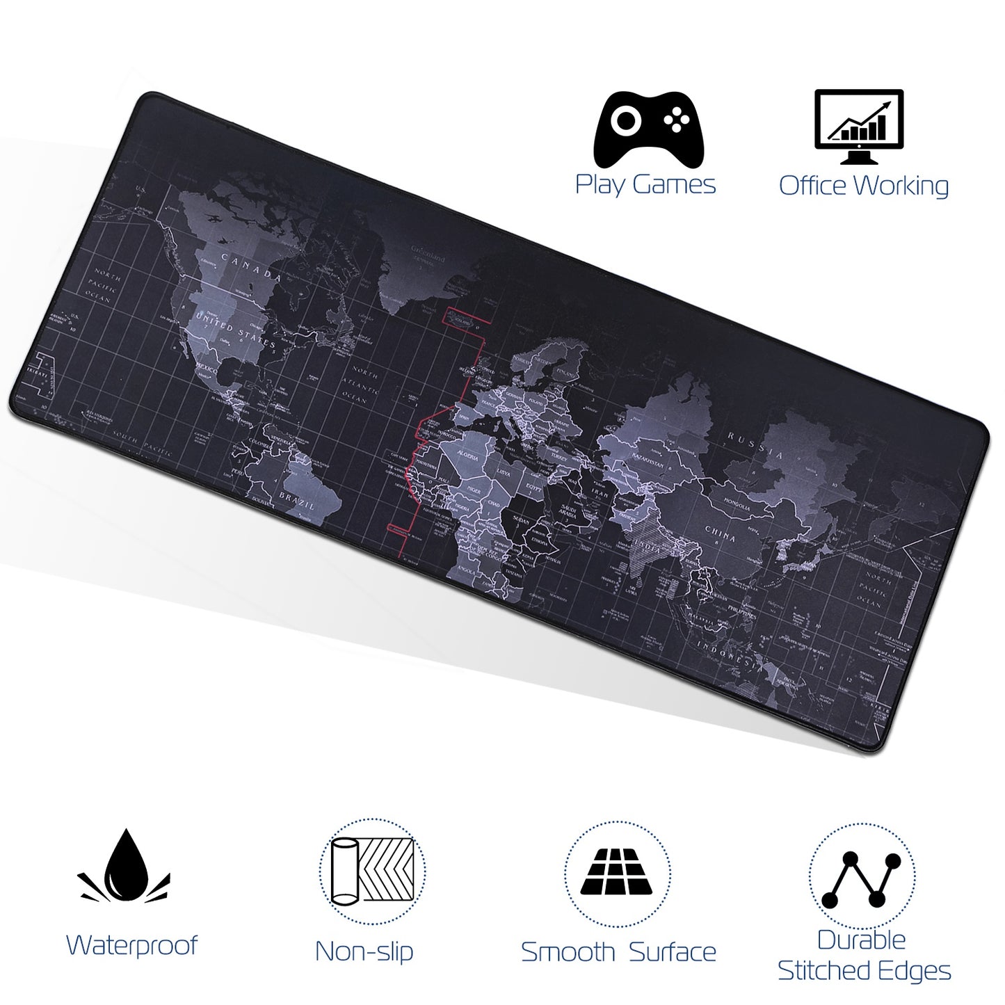 Large Gaming Mouse Pad Non-Slip Rubber Base Mousepad Durable Stitched Edges