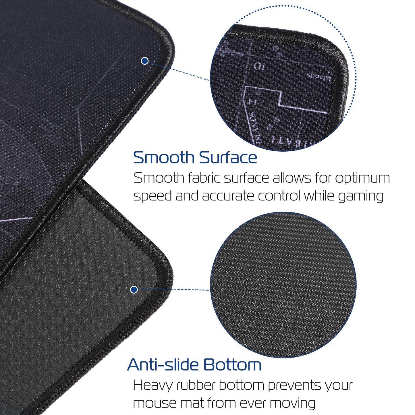 Large Gaming Mouse Pad Non-Slip Rubber Base Mousepad Durable Stitched Edges