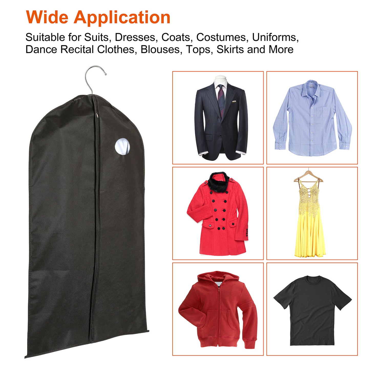 5Pcs 39in Garment Bags Hanging Suit Bags Covers Breathable