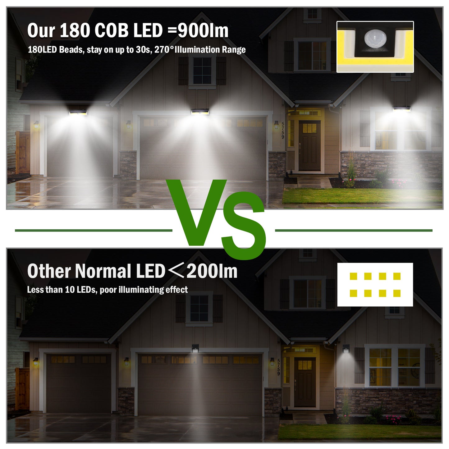 Solar Lights 180 LEDs Solar Wall Light Outdoor Motion Sensor Lamp