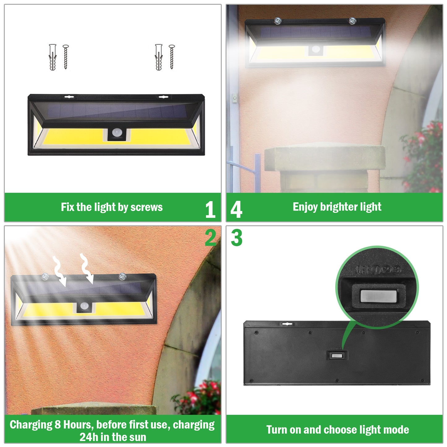 Solar Lights 180 LEDs Solar Wall Light Outdoor Motion Sensor Lamp