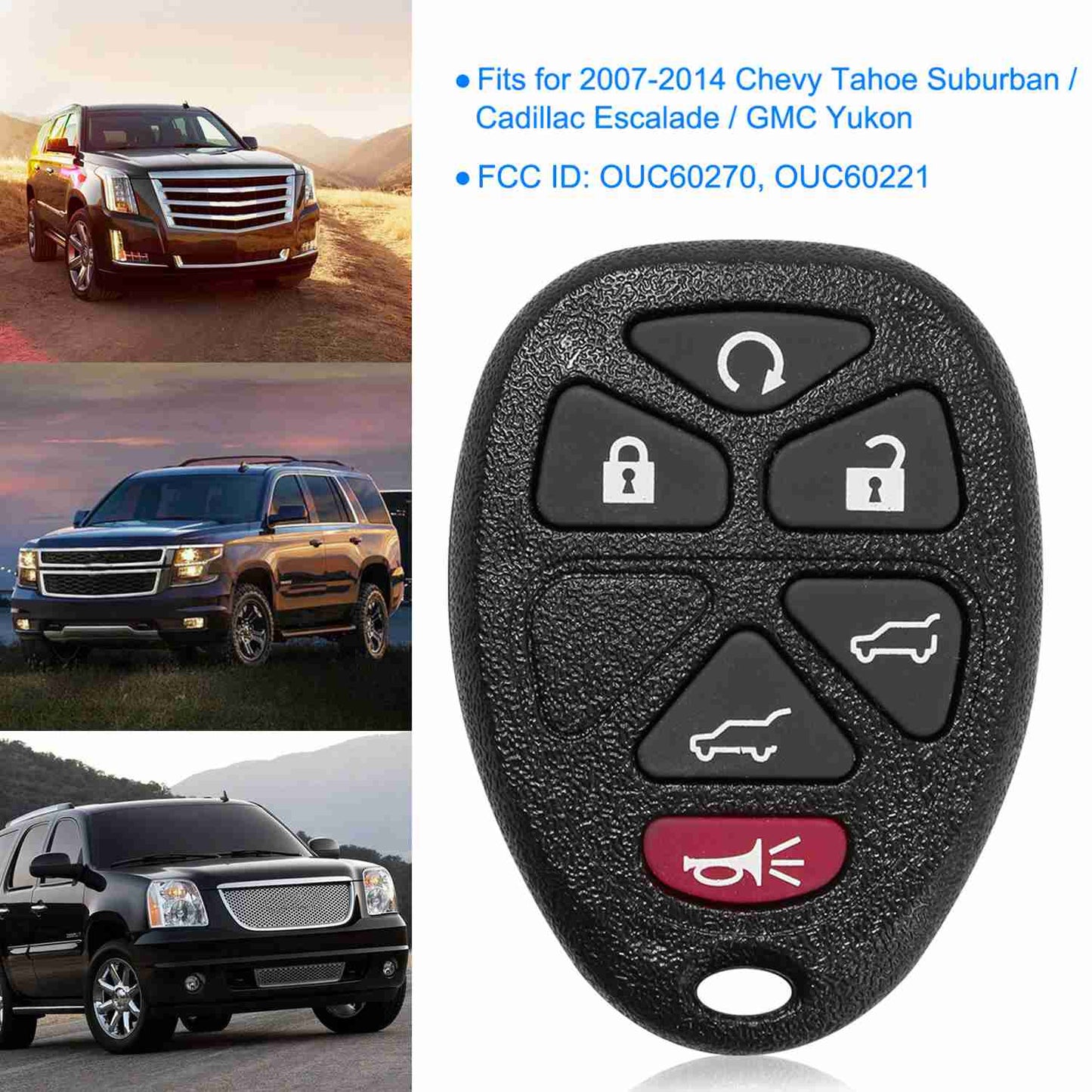 Keyless Entry Car Key Case Replacement for TAHOE Chevy 2007-2014 OUC60270 OUC60221