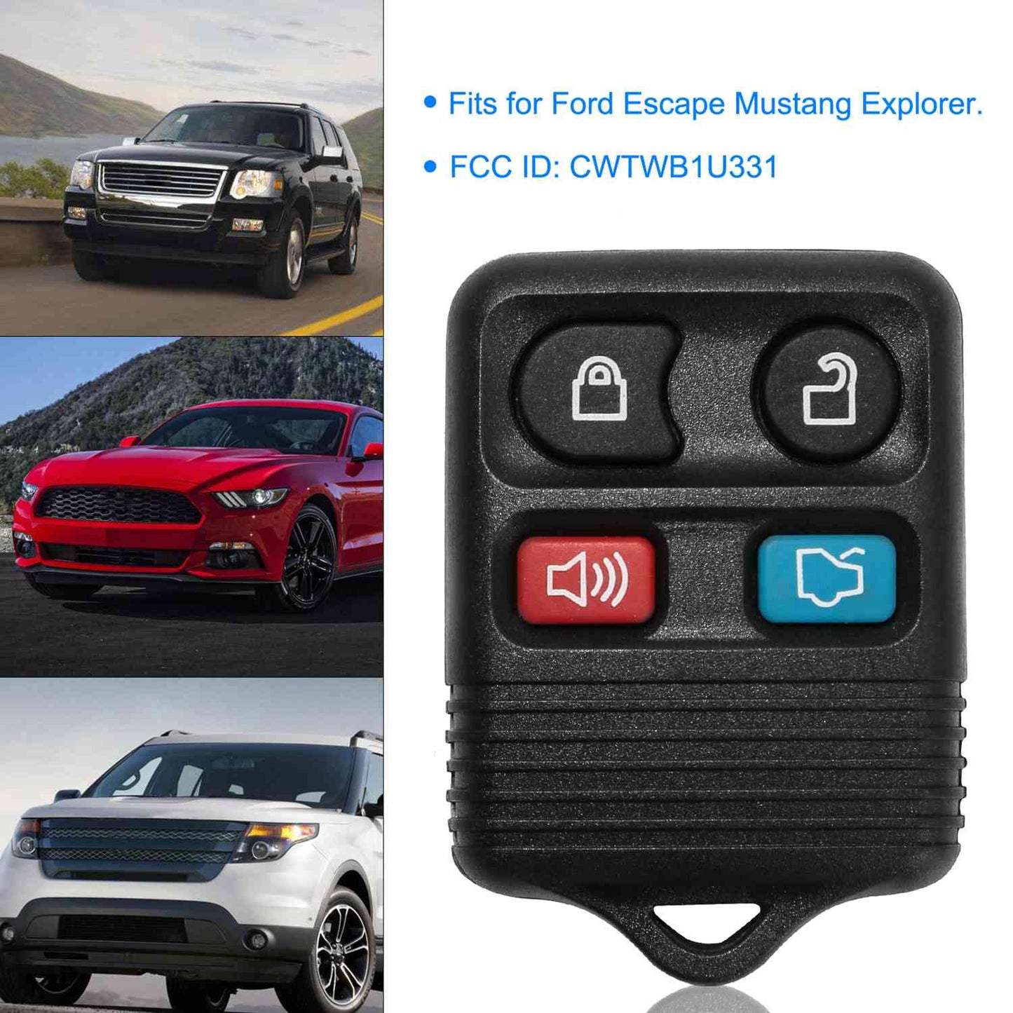 2 Keyless Entry Car Key Remote Key Fob Case Button Pad Replacement for Ford Escape Mustang Explorer CWTWB1U331