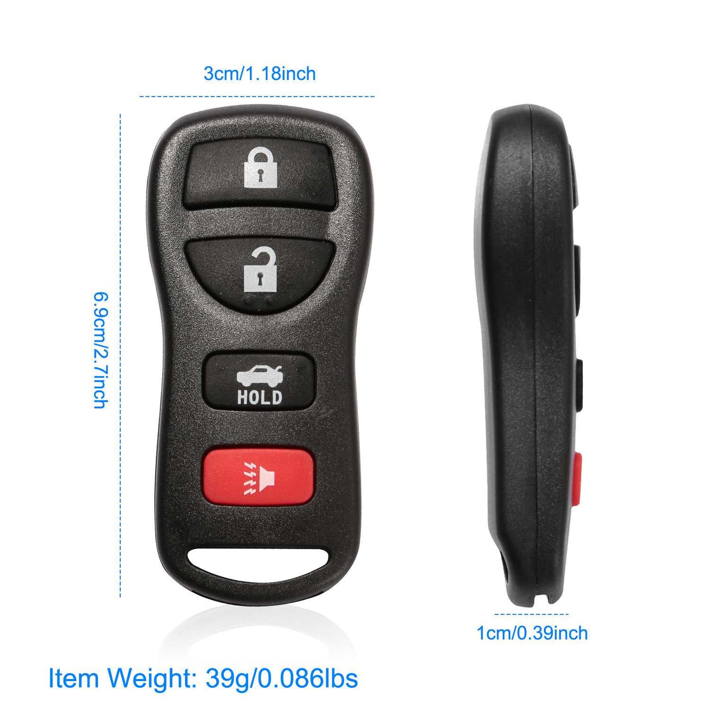 2 Keyless Entry Car Key Remote Key Fob Case Button Pad Replacement for 2002-2006 Nissan Altima KBRASTU15