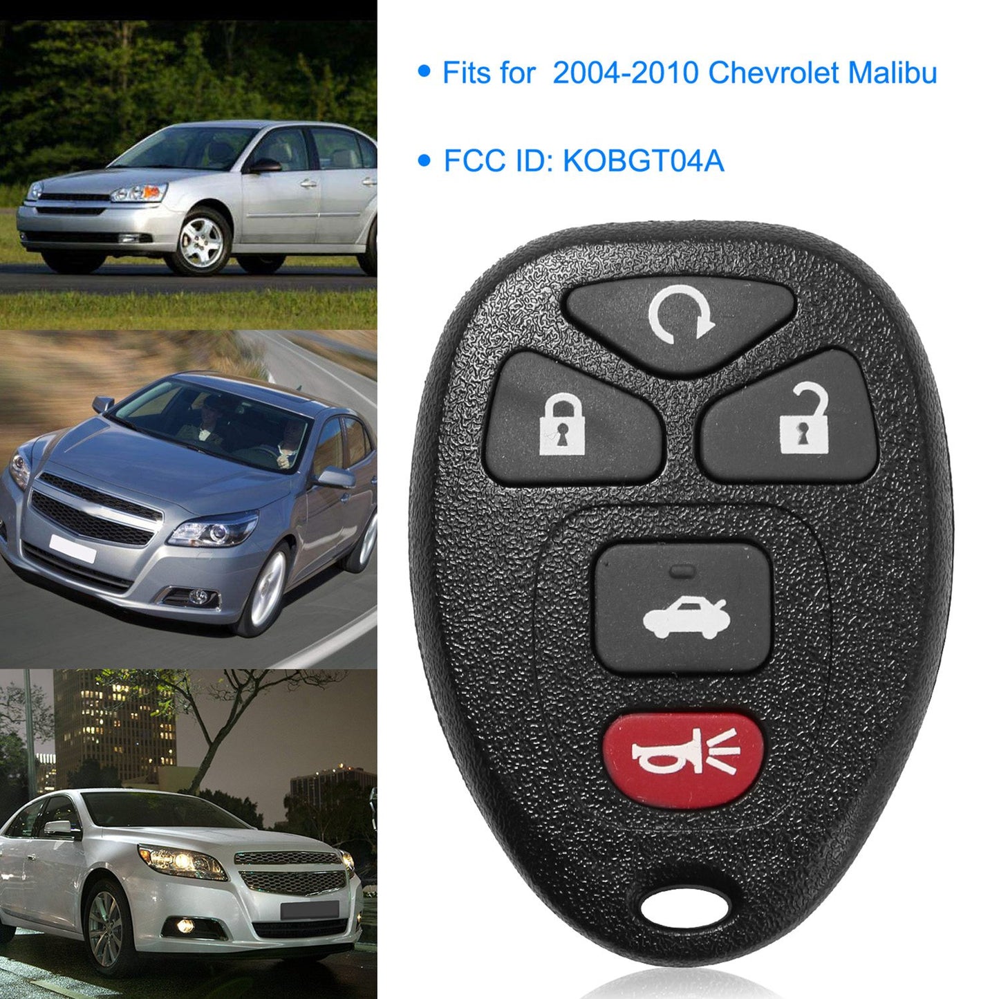 2 Keyless Entry Car Key Remote Key Fob Case Button Pad Replacement for 2004-2010 Chevrolet Malibu KOBGT04A