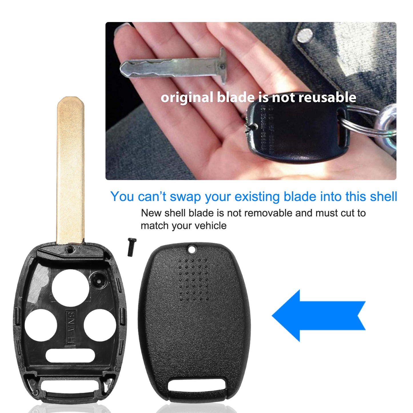 2Pcs Keyless Entry Remote Shell Case Fit For Honda Accord 2008-2012 Replacement N5F-S0084A N5F-A05TAA