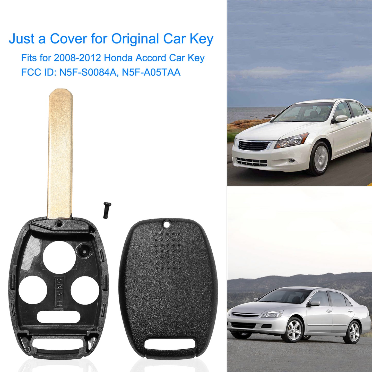 2Pcs Keyless Entry Remote Shell Case Fit For Honda Accord 2008-2012 Replacement N5F-S0084A N5F-A05TAA