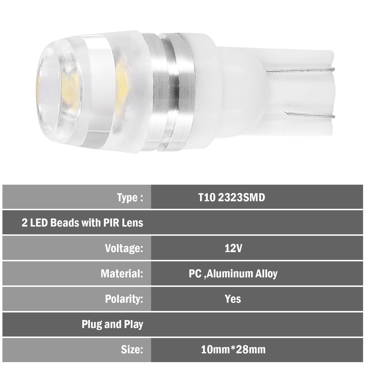 20Pcs/Kit LED Car Light Bulbs 500lm T10 2323SMD 6500K White Auto Lamps