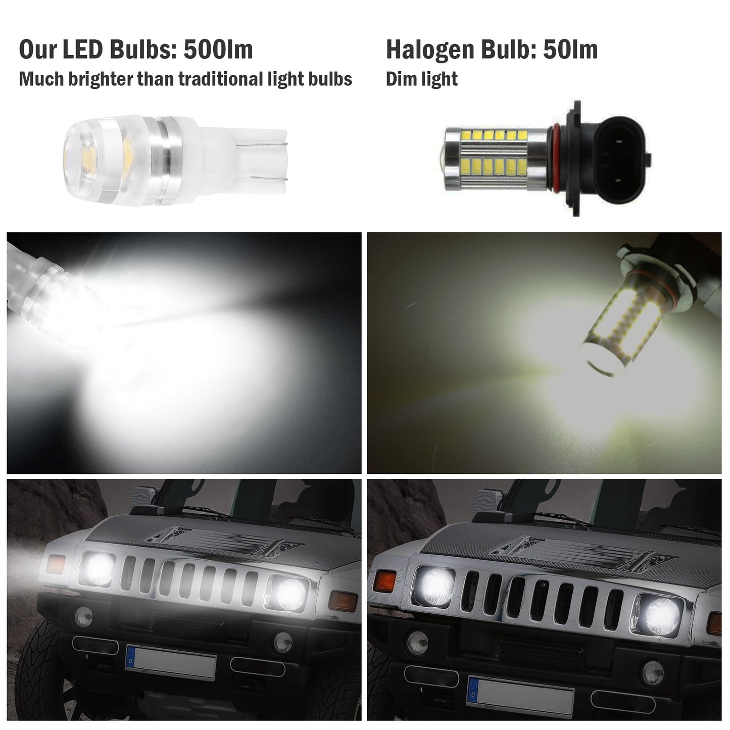 20Pcs/Kit LED Car Light Bulbs 500lm T10 2323SMD 6500K White Auto Lamps