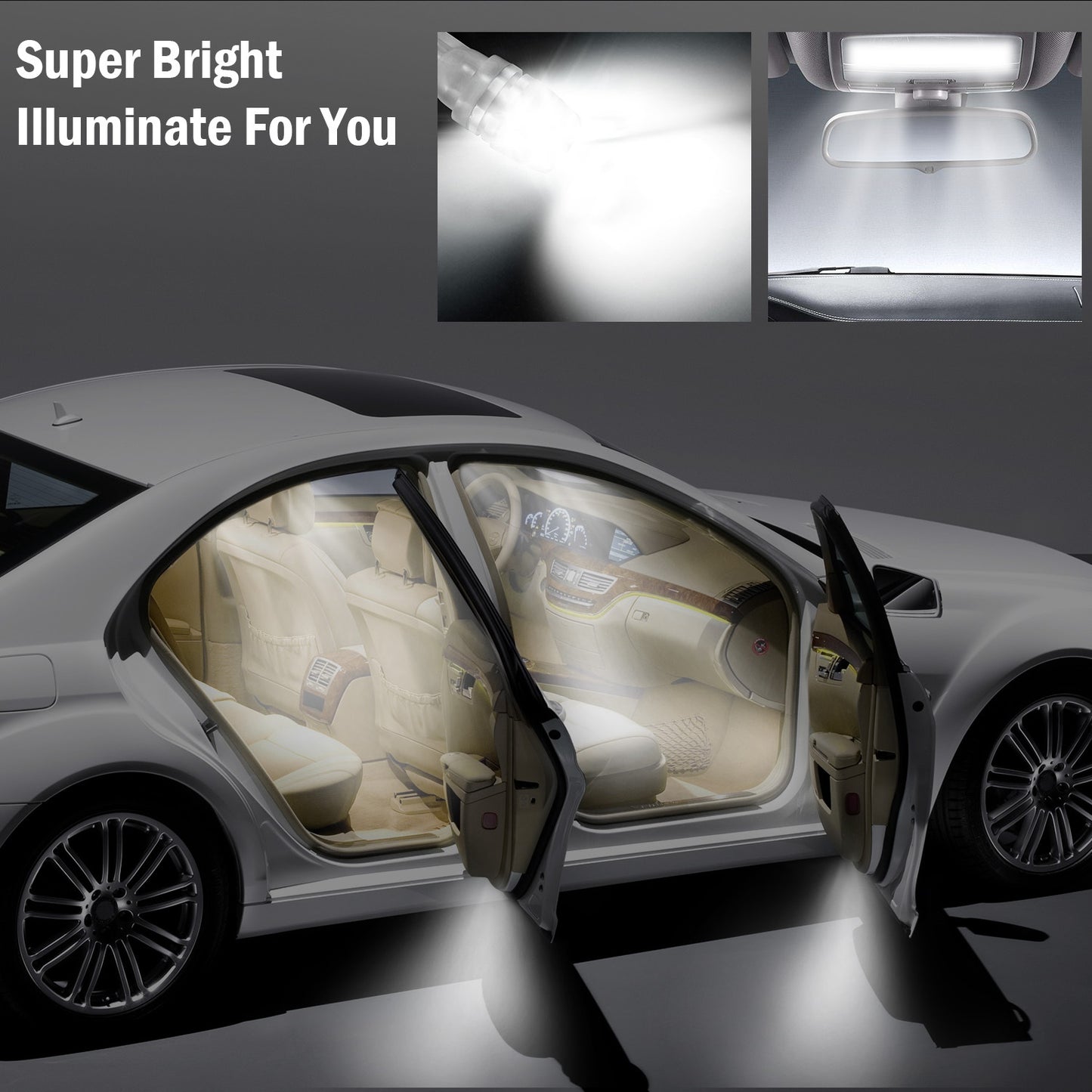 20Pcs/Kit LED Car Light Bulbs 500lm T10 2323SMD 6500K White Auto Lamps