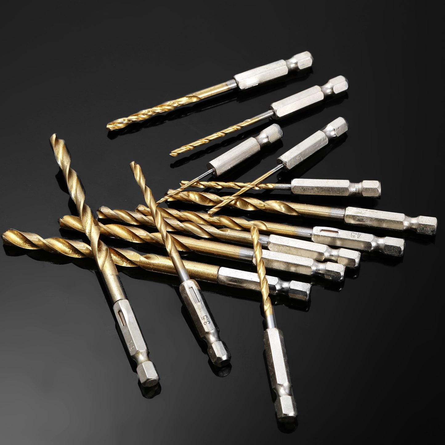 13 Pcs Hex Shank Drill Bit Set Titanium Coated Twist Drill Set