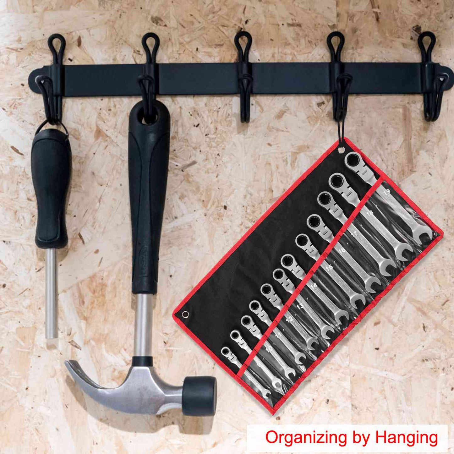 12Pc 8-19mm Metric Combination Wrench Flexible Head Ratchet Wrench