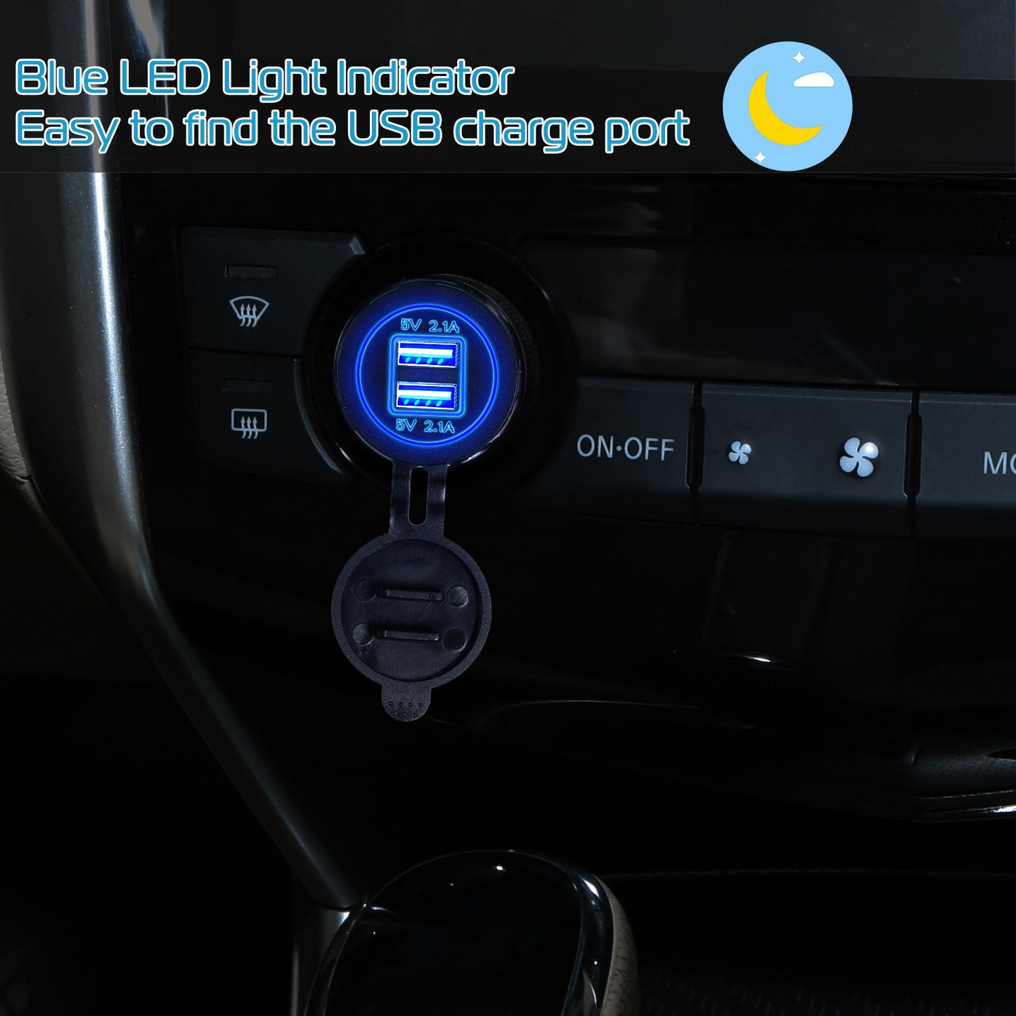 1Pc 2 USB Charger 12-24V Car Cigarette Lighter Socket Splitter