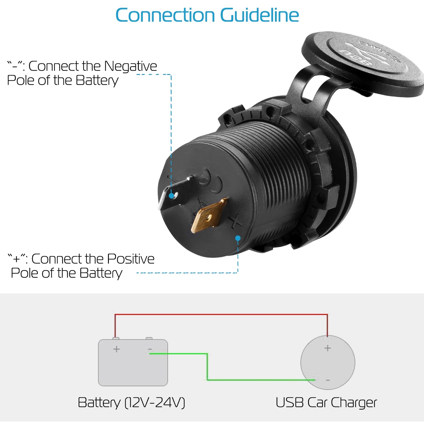 1Pc 2 USB Charger 12-24V Car Cigarette Lighter Socket Splitter