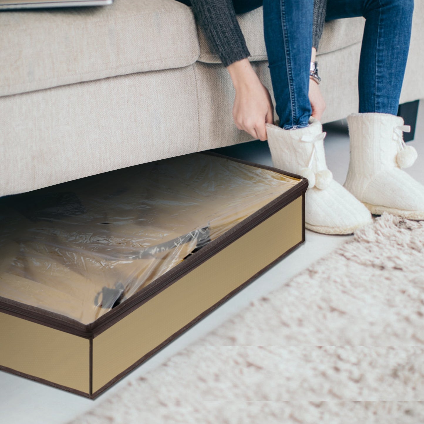 12 Cells Under Bed Shoes Organizer Shoes Container Box Holder